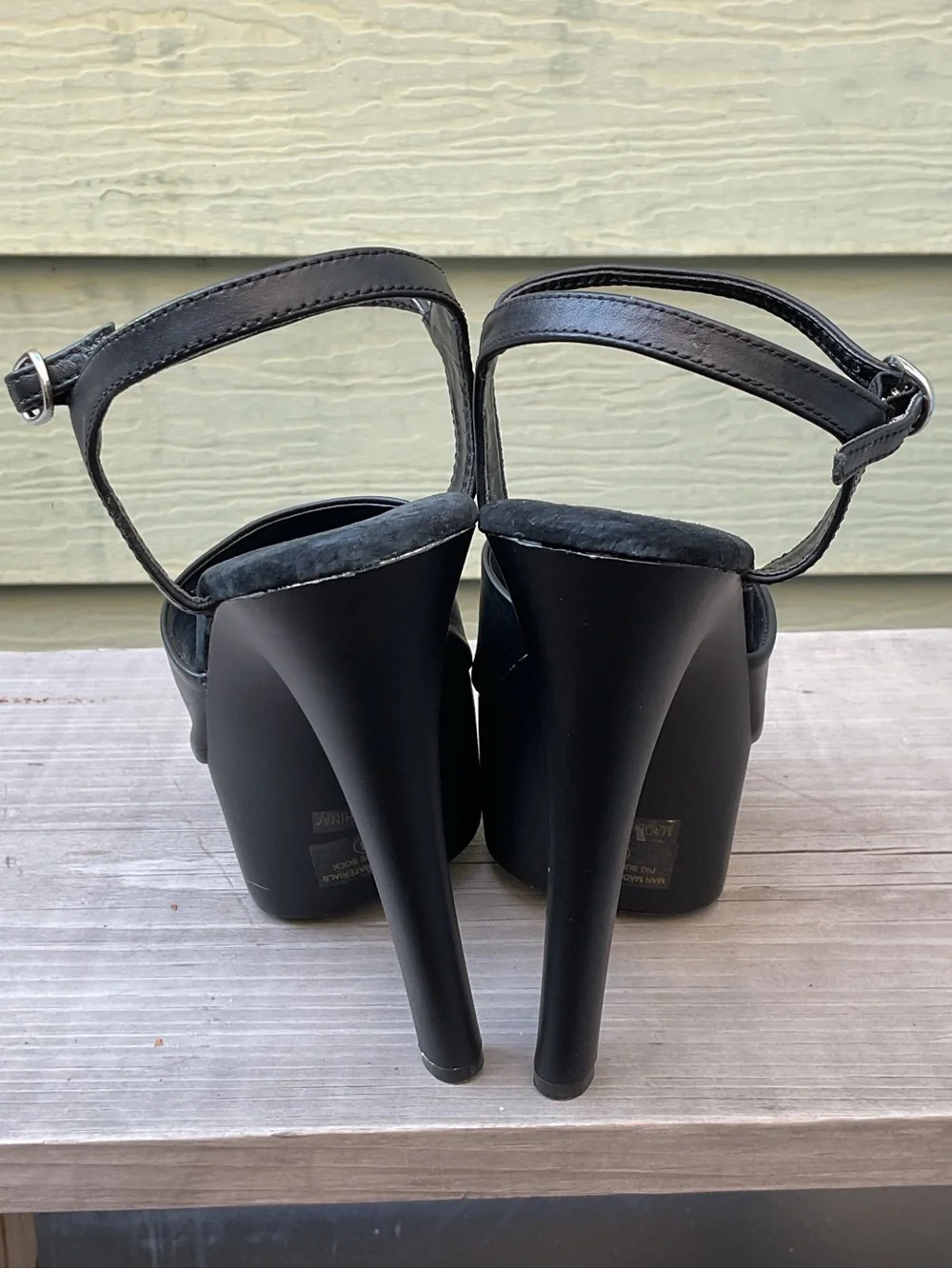 Elle Black Platform Stiletto Sandals with Ankle Strap
